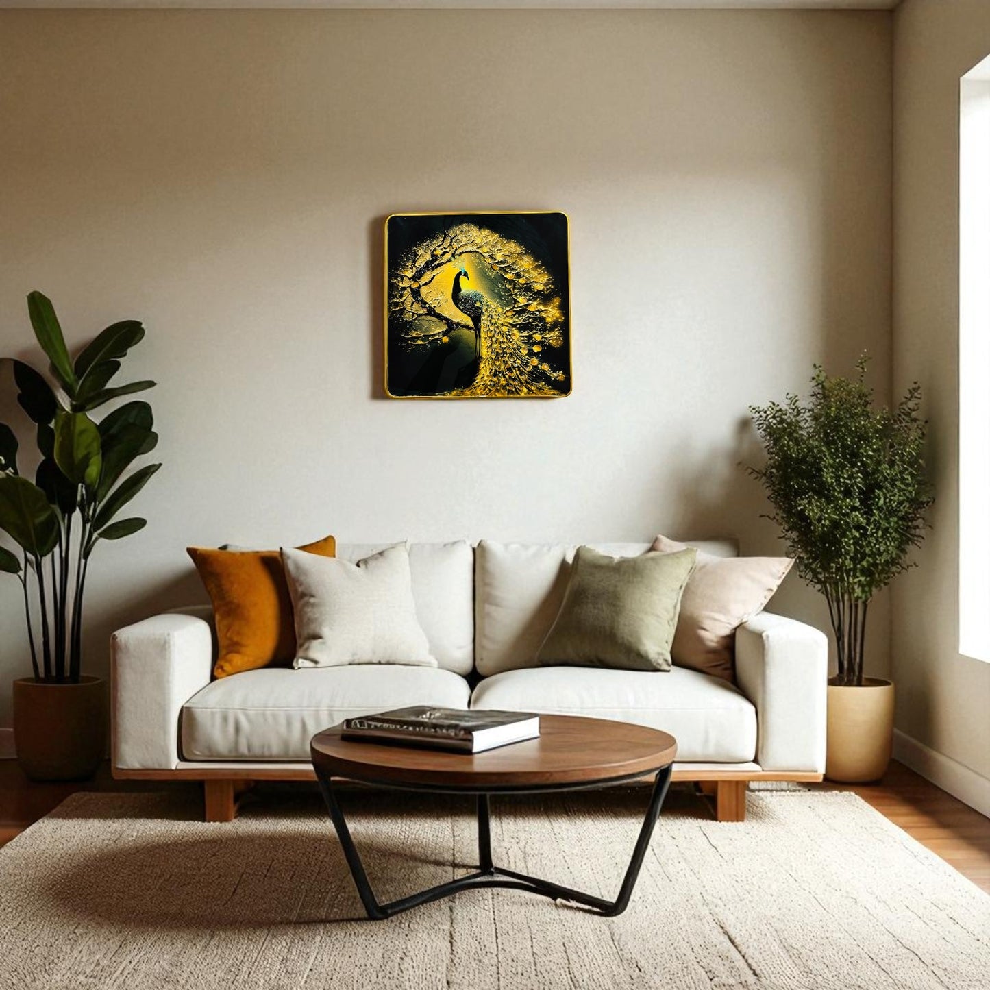 Peacock crystal photo frame 12 x 12